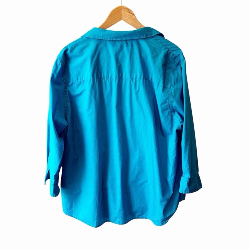 Ralph Lauren Women’s 2X Turquoise Button Front Shirt Plus Size Cotton Top - Picture 3 of 11